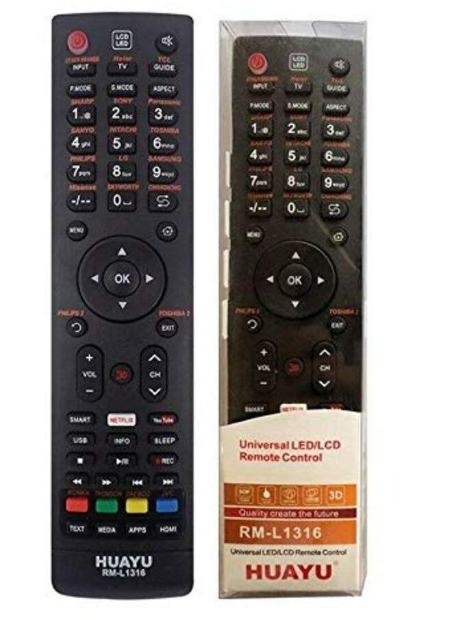 Huayu Universal Remote Control For Rm-L1316 Tv Lcd Led Hdtv Smart Black