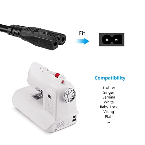 Olort AC Power Cord Cable Compatible with Brother, Singer, White, bernina, Baby-Lock, Viking, Pfaff Sewing Machine - Image 2
