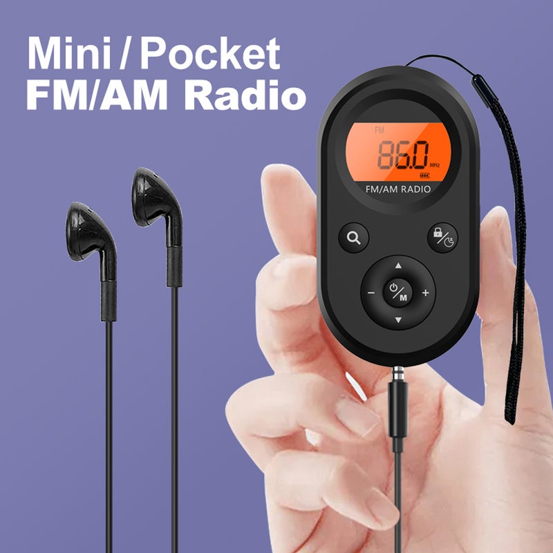 Mini Pocket AM/FM Radio Battery Operated Stereo Radio with LCD Display Backlight Earphone for Home Camping Jogging Walking Cycling - Image 2