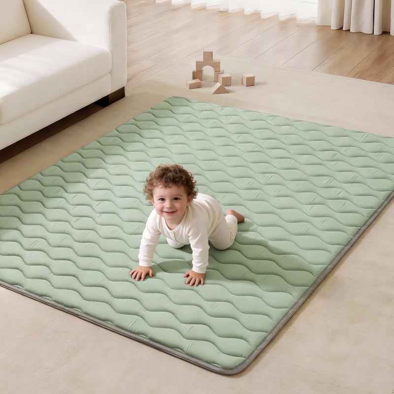 Blissful Diary Baby Play Mats for Floor, 50x50 Playpen Mat, Thick Cushioning Padding Foam Playmat for Baby and Toddlers Infants, Non-Slip & Machine Washable, Sage Green - Image 1