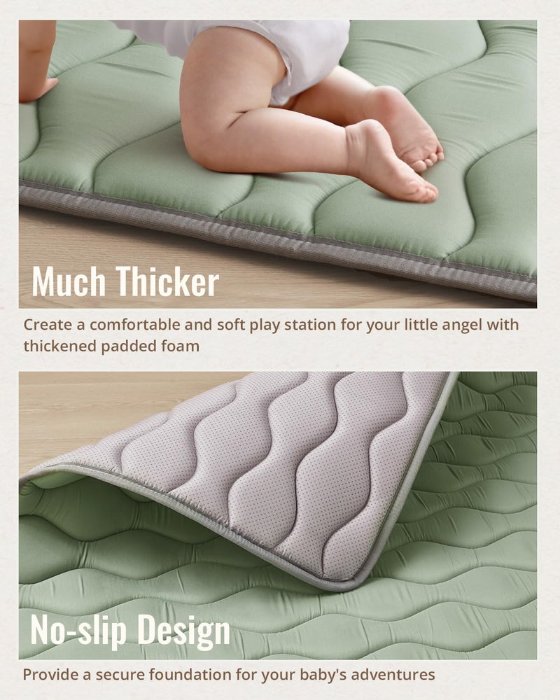 Blissful Diary Baby Play Mats for Floor, 50x50 Playpen Mat, Thick Cushioning Padding Foam Playmat for Baby and Toddlers Infants, Non-Slip & Machine Washable, Sage Green - Image 5