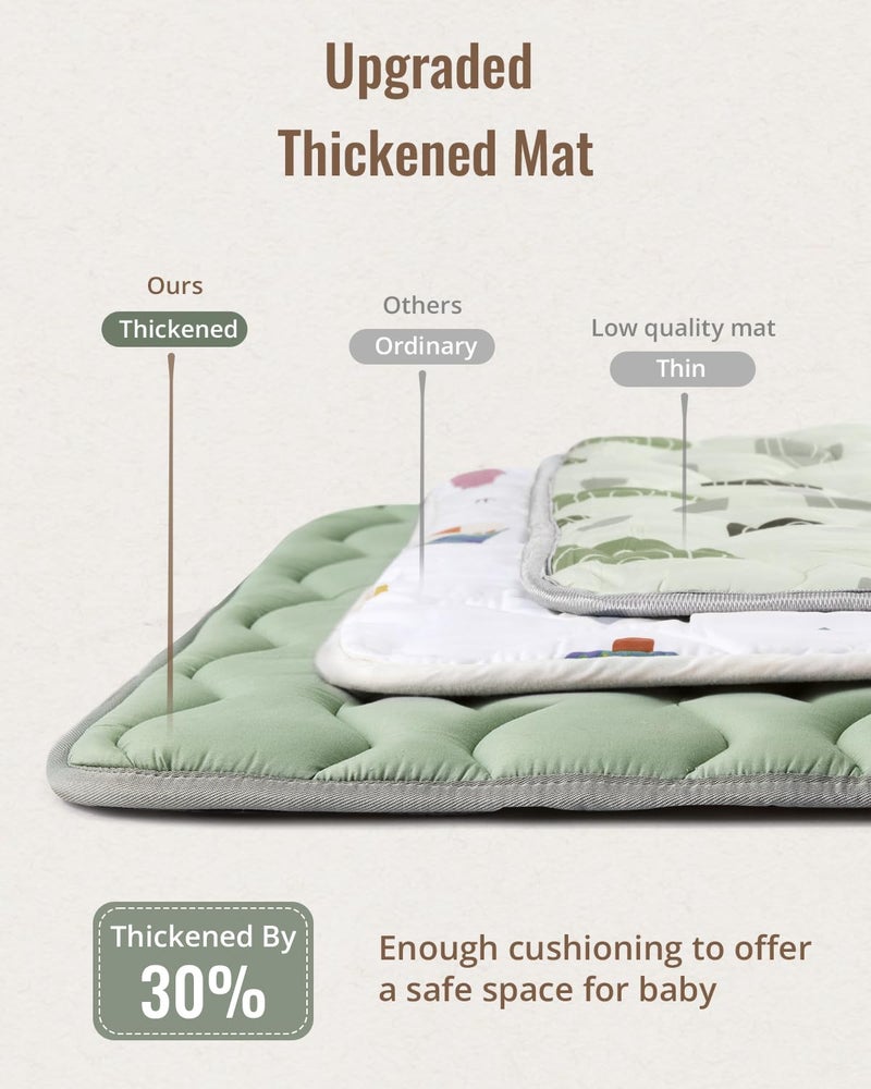 Blissful Diary Baby Play Mats for Floor, 50x50 Playpen Mat, Thick Cushioning Padding Foam Playmat for Baby and Toddlers Infants, Non-Slip & Machine Washable, Sage Green - Image 4