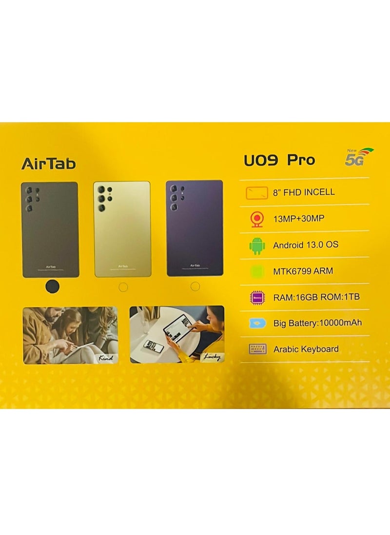 AirTab - U09 Pro Tablet with Keyboard, 8 inch FHD Screen, 1TB Internal Memory, 16GB RAM - with Powerful 10,000mAh Battery Navy Blue - Image 1