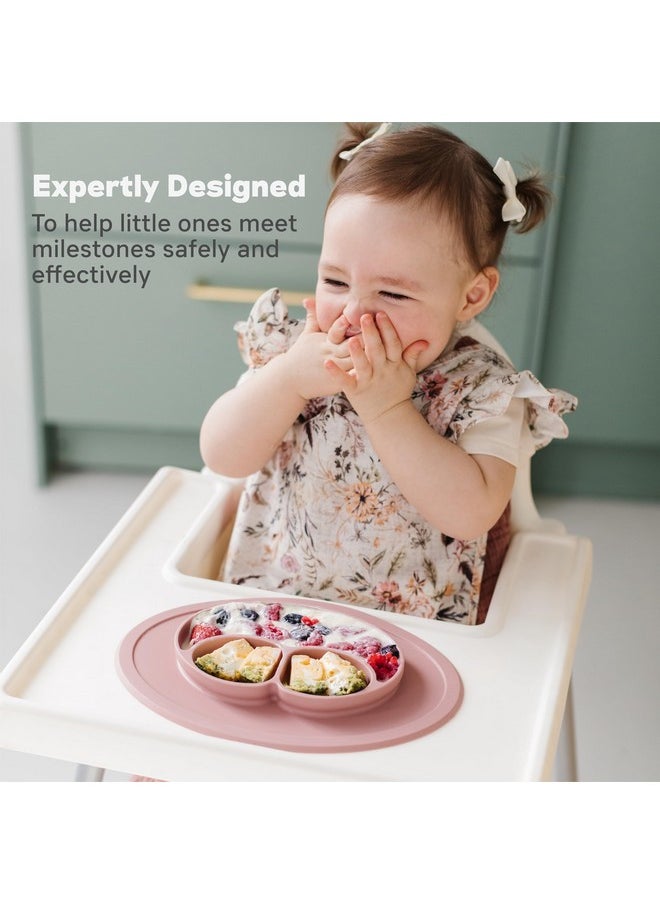 ezpz Mini Mat For 12 Months+ (Blush) 100% Silicone Baby Plates With Suction And Built In Placemat For Infants + Toddlers Baby Led Weaning For Highchair Dining Table And Travel  - Image 4