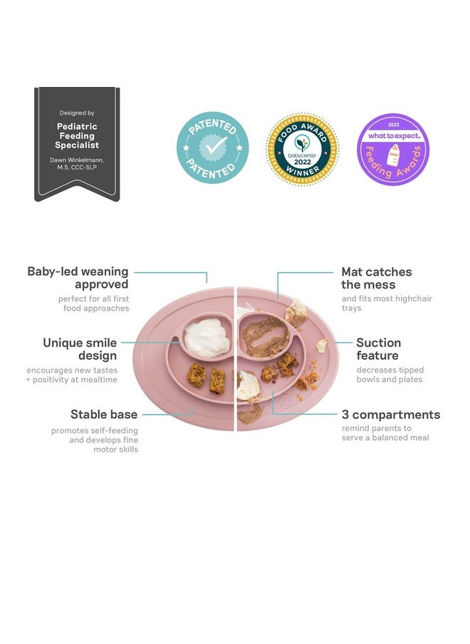 ezpz Mini Mat For 12 Months+ (Blush) 100% Silicone Baby Plates With Suction And Built In Placemat For Infants + Toddlers Baby Led Weaning For Highchair Dining Table And Travel  - Image 3