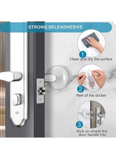 ماركة غير محددة 5-Piece Door Stopper Wall Protector, Transparent Strong Adhesive No Mark i-Collision Mat, Round Shock Wall Shield Cushion for Home Office Wall Protector from Door Knobs  - Image 3