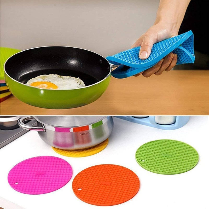 PARVY Silicone Heat Resistant Place Trivets Mat for Hot Dish Pads Dining Coasters Anti Hot Heat Resistant Table Mat Coaster Honeycomb Desgin 4 Piece Multicolor - Image 5