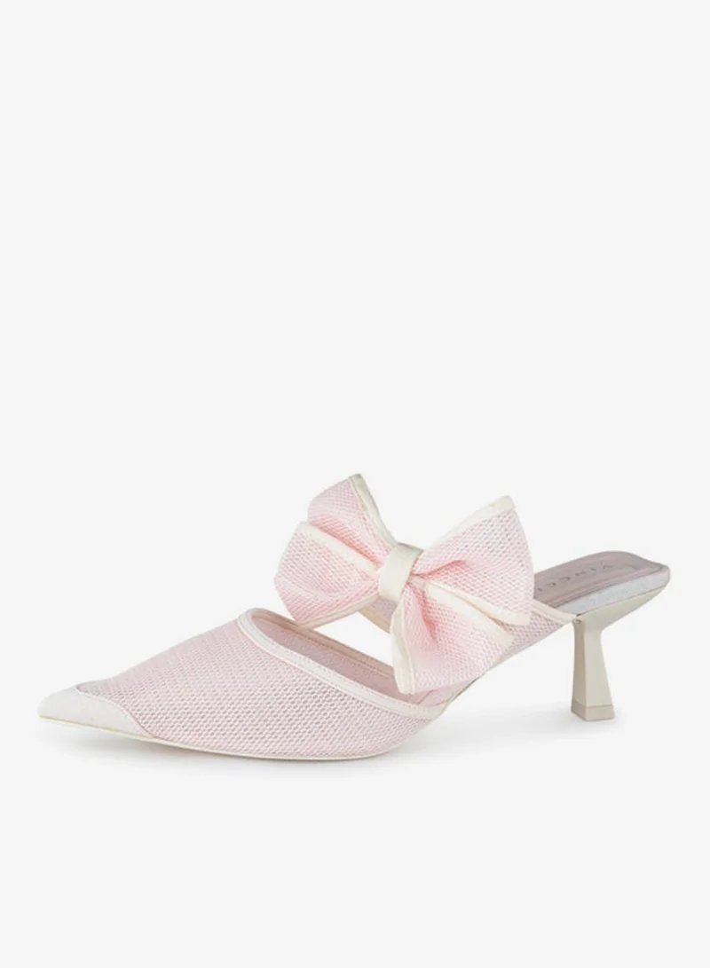 فينتشي صنادل نسائية ذات قدم مدببة بحزام واحد مع كعب متوسط