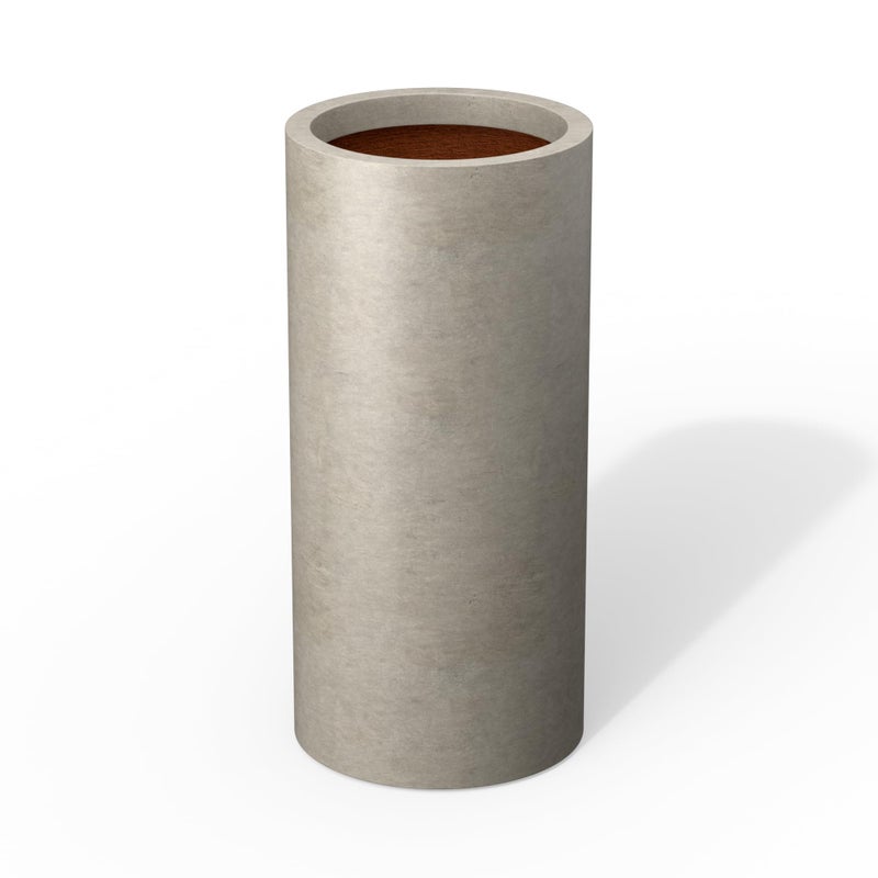 Kante 23.6 Inch Tall Cylindrical Planter, Large Round Plant Pots with Drainage Hole, Made with Concrete, Suitable for Indoor Outdoor Plants, Weathered Concrete Finish with Painted Interior - Image 1