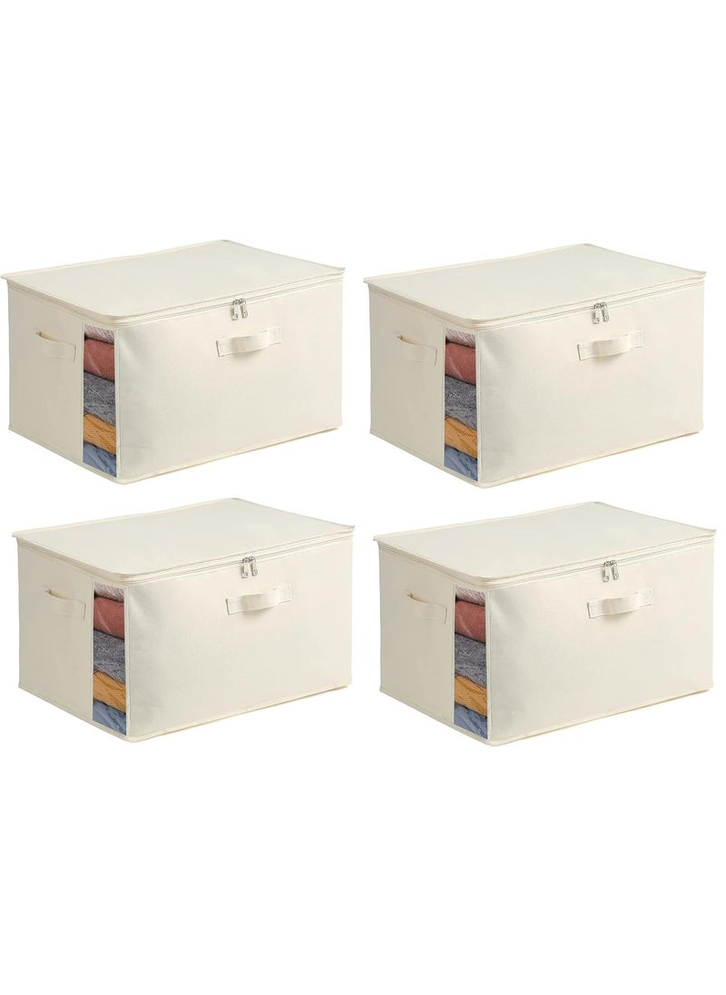 Generic HOME STYLE INDIA Closet Organizer and Storage Foldable Clothing Storage Bag for Clothes Blanket Comforter Canvas Material PACK OF 4  - Image 1