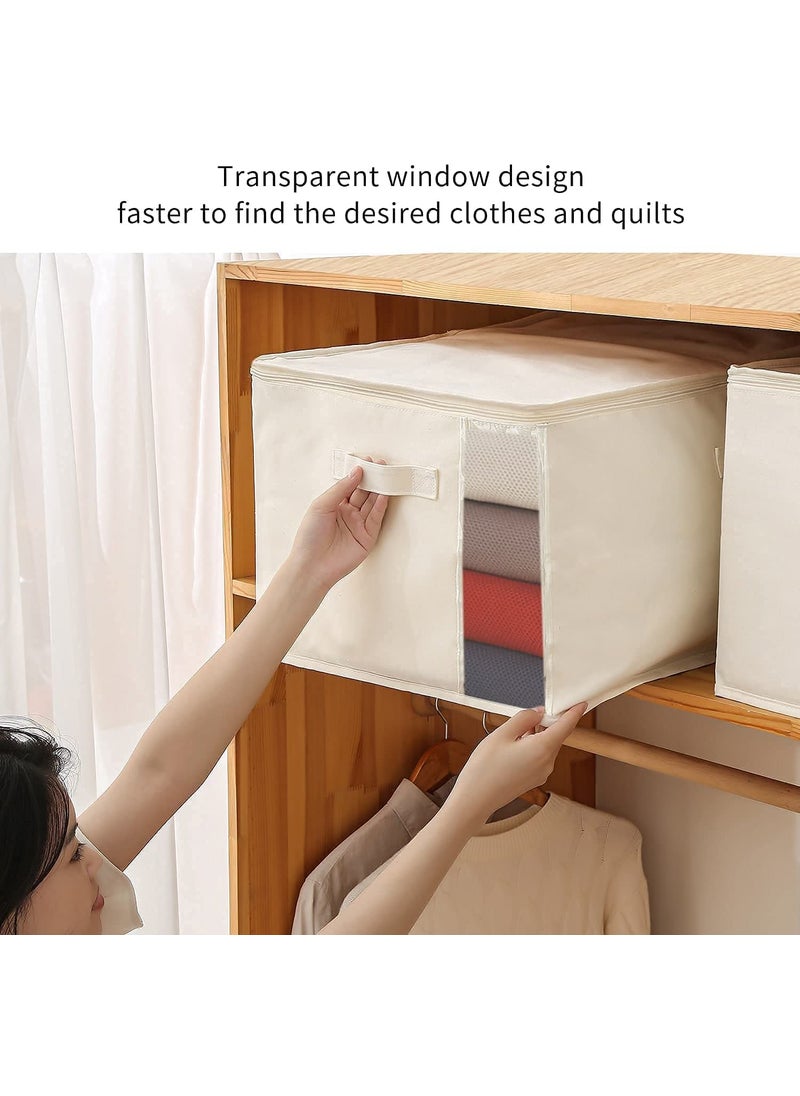 Generic HOME STYLE INDIA Closet Organizer and Storage Foldable Clothing Storage Bag for Clothes Blanket Comforter Canvas Material PACK OF 4  - Image 3