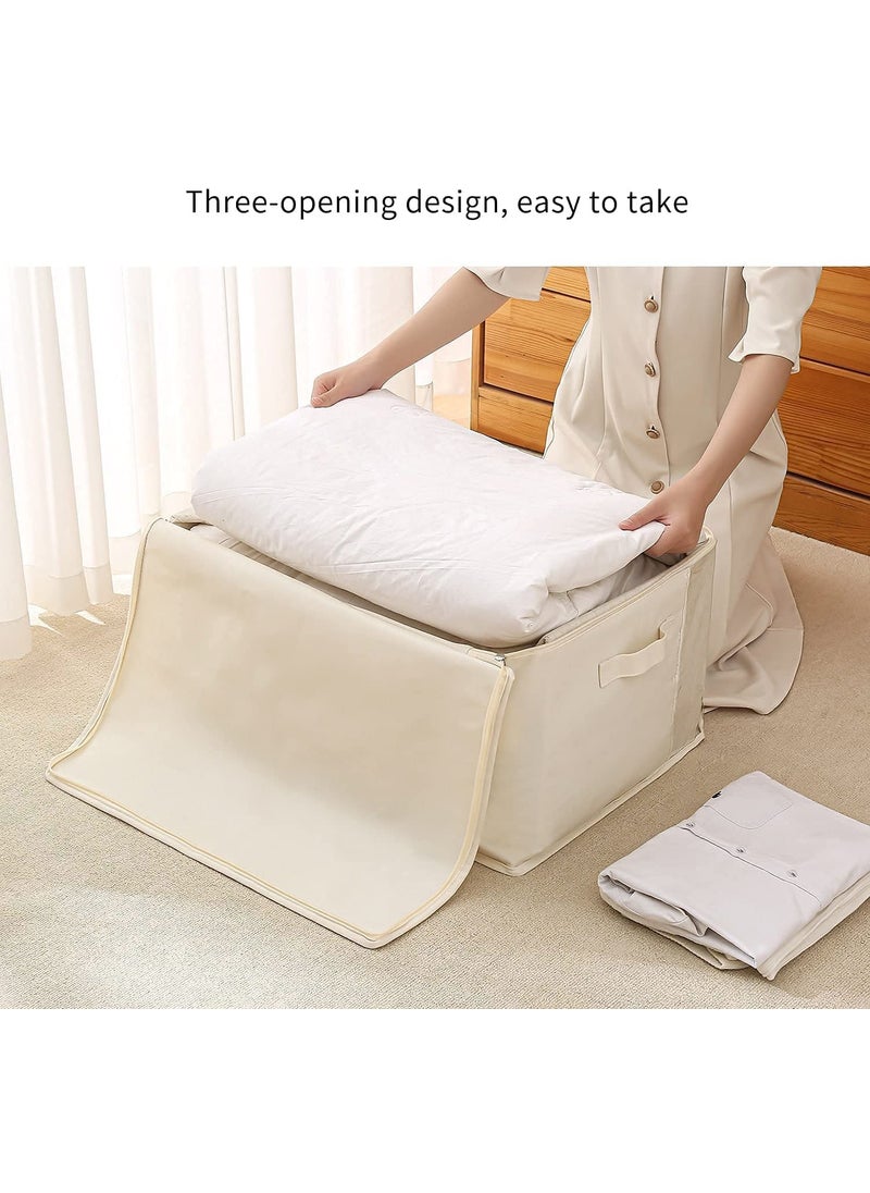 Generic HOME STYLE INDIA Closet Organizer and Storage Foldable Clothing Storage Bag for Clothes Blanket Comforter Canvas Material PACK OF 4  - Image 2