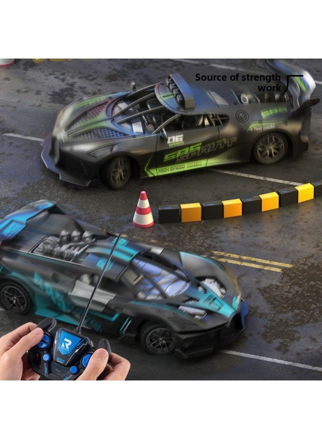 Remote Control Car Charging Version Simulation Wireless Racing Car Drifting Mini Electric Children Boy High-speed Toy Car-Color:Extra Large Size 25cm—★Galvanized Sports Car—(black And Green)-Scale:[signal Upgrade/approximately 50m Distance/multiple Racing Non-crossing Frequency/single Battery Standard] 30 Minutes Battery Life + Freight Insurance  - Image 4