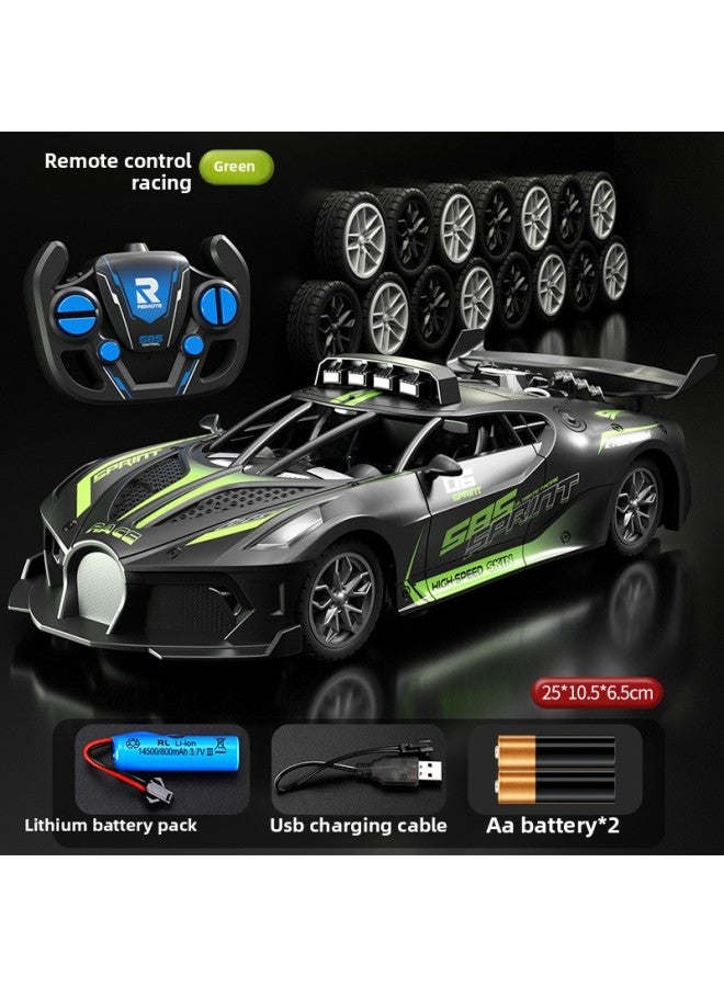 Remote Control Car Charging Version Simulation Wireless Racing Car Drifting Mini Electric Children Boy High-speed Toy Car-Color:Extra Large Size 25cm—★Galvanized Sports Car—(black And Green)-Scale:[signal Upgrade/approximately 50m Distance/multiple Racing Non-crossing Frequency/single Battery Standard] 30 Minutes Battery Life + Freight Insurance  - Image 1