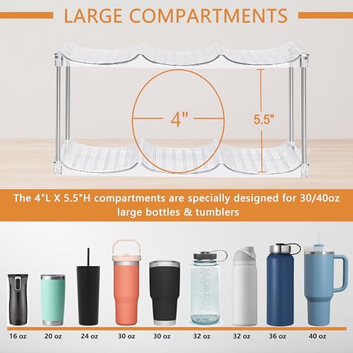 HOMECOR Water Bottle Organizer for Stanley 40 oz Tumbler - Large Stackable Water Bottle Holder for Cabinet, Pantry Kitchen Organizers and Storage for Stanley Cup Accessories, Tumbler Storage Organizer - Image 3