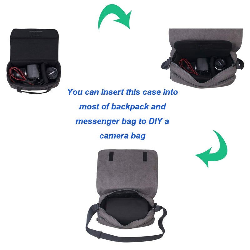 Bomkee كاميرا إدراج عدسة مبطن إدراج بطانة Dslr Slr حقيبة واقية كاميرا مكعب حالة واسعة للماء الحقيبة قابلة للطي لملحقات عدسة الكاميرا سوني كانون نيكون أوليمبوس (أسود) - Image 5