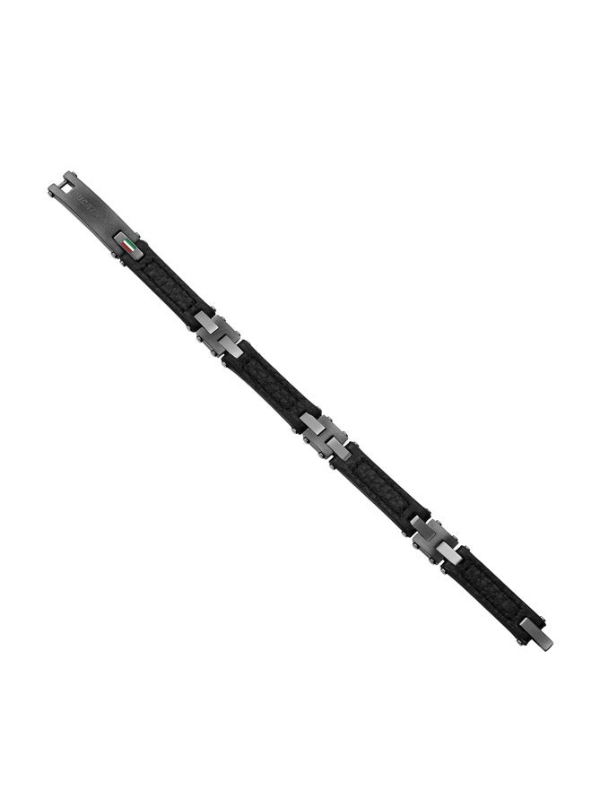 Ducati Corse Speciale Black and Grey Leather Bracelet For Men  - Image 2