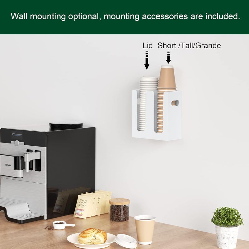 TPGP BOSSCASA Disposable Coffee Cup Dispenser with Handles - 2 Compartments, White - Image 4