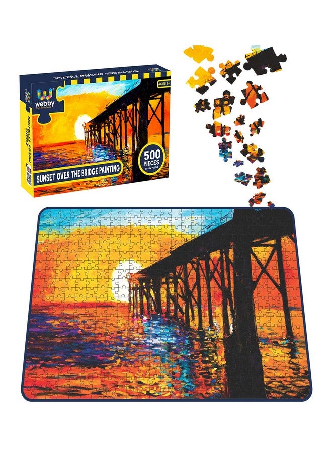 Webby Sunset Over The Bridge Painting Jigsaw Puzzle, 500 Pieces - Image 4