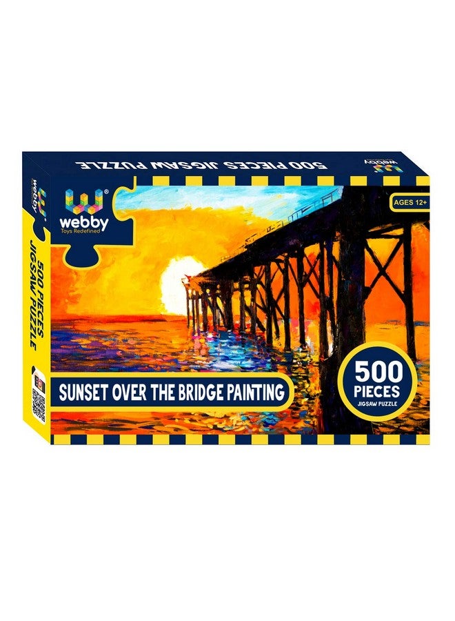 Webby Sunset Over The Bridge Painting Jigsaw Puzzle, 500 Pieces - Image 1