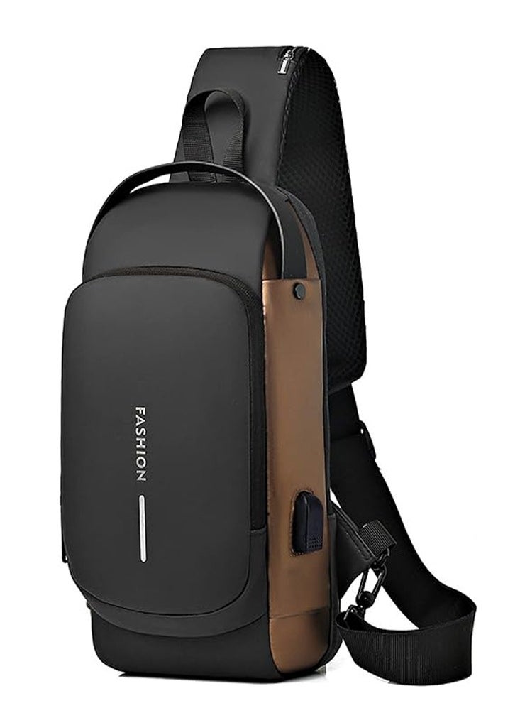 Edots Multifunction  Shoulder Sports Bag for Men 32*18cm- Brown  - Image 1