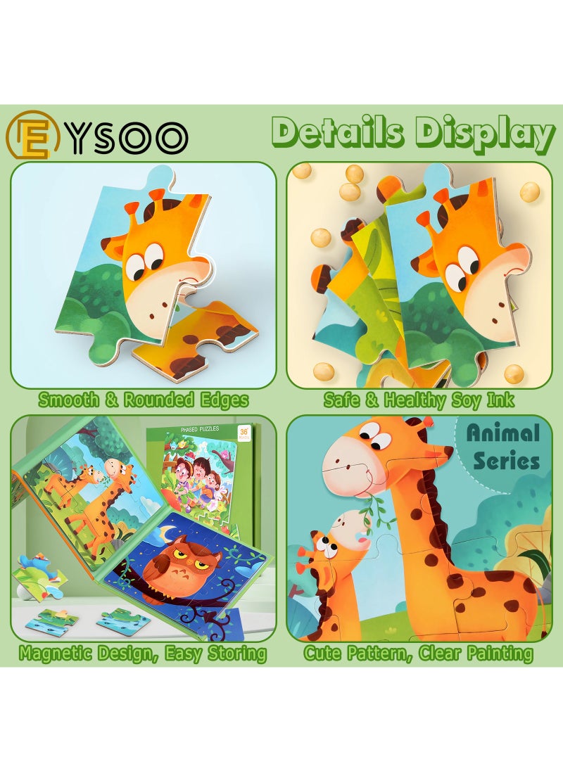  إيسو أحجية مغناطيسية من EYSOO - 3 كتب ألغاز ممغنطة للحيوانات للأطفال (9+12+16 قطعة)، ألعاب ألغاز سفر محمولة للأطفال من سن 3 سنوات فأكثر، للأولاد والبنات (المستوى 1-أ).  - Image 5