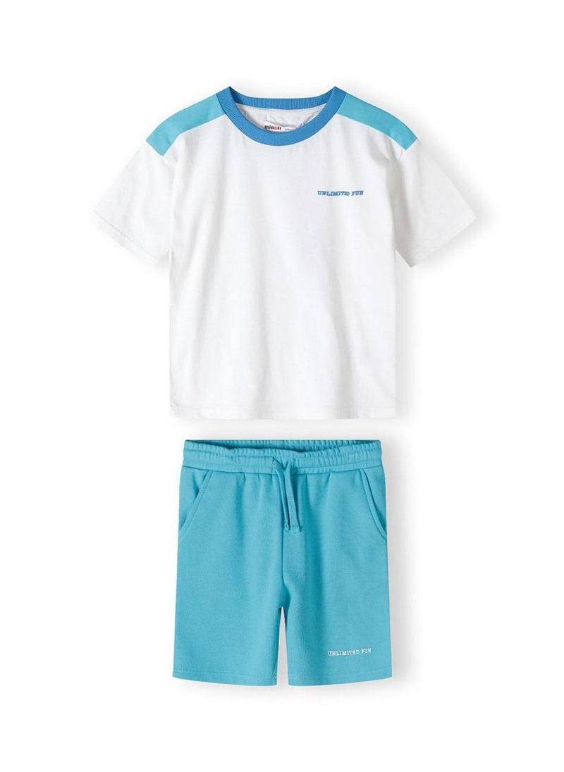 مينوتي طقم رضّع أولاد من قطعتين مع تيشيرت مطبوع وشورت - Image 1