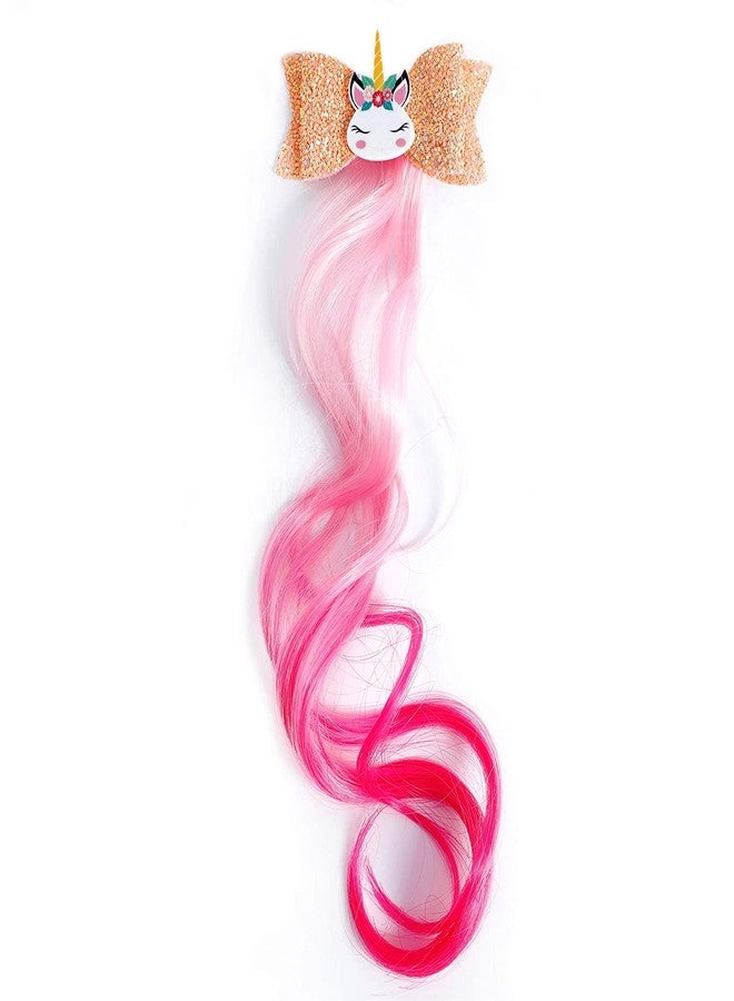 VSAKSH 2 Pcs Multicolor Unicorn Hair Clips Hair Accessories For Girls Glitter Hair Bows Braided Curly Wig Hair Extension For Kids Princess Dress Up - Image 4