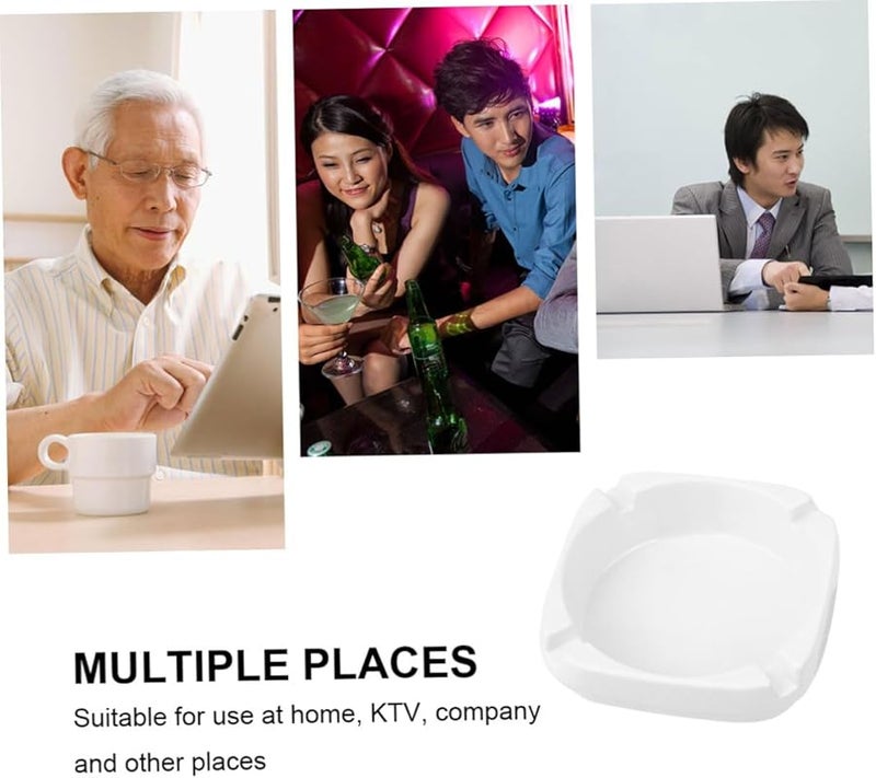 صحن رماد مربع أبيض تصميم بورسلين تقليدي للاستخدام المنزلي في كاريوكي وغرف الترفيه والهواء الطلق متين وعملي - Image 5