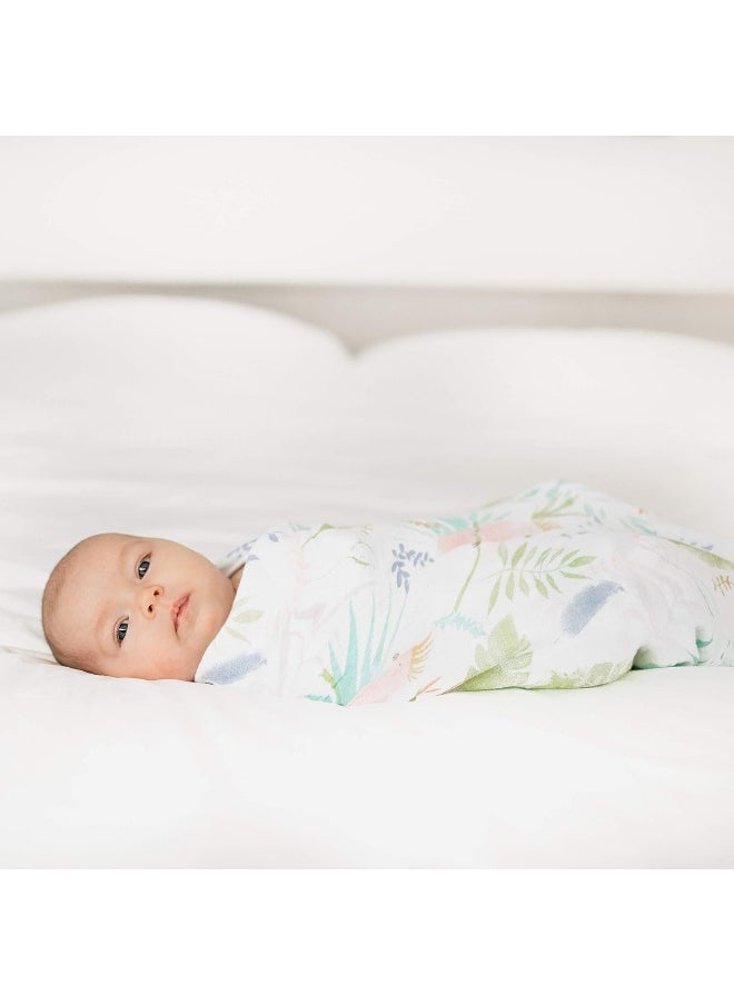 aden + anais aden + anais Essentials Swaddle Blanket, Boutique Muslin Blankets for Girls & Boys, Baby Receiving Swaddles, Ideal Newborn & Infant Swaddling Set, Perfect Shower Gifts, 4 Pack, Tropicalia  - Image 4