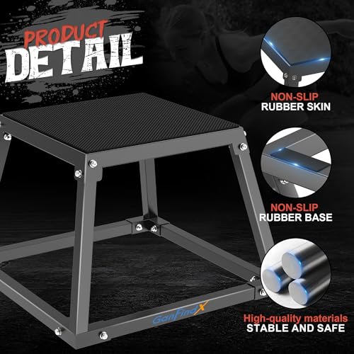 GanFindX Steel Plyometric Jump Box,18 Inch Heavy Duty Plyo Platform, Non-Slip Workout Step Box for Home Gym, Agility, Strength & Conditioning Training - Image 4