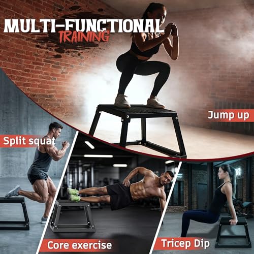 GanFindX Steel Plyometric Jump Box,18 Inch Heavy Duty Plyo Platform, Non-Slip Workout Step Box for Home Gym, Agility, Strength & Conditioning Training - Image 3