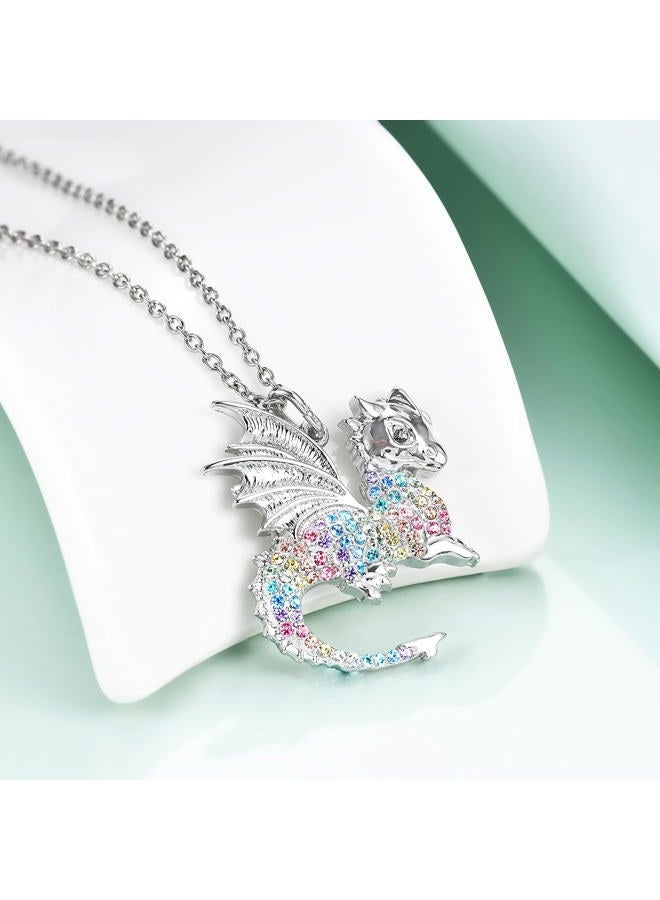 luomart Dragon Necklace Gifts for Girls,Women Dinosaur T-Rex Animal Pendant Jewelry, Rhinestone, Rhinestone - Image 2