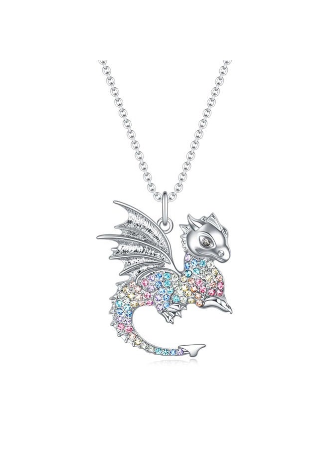 luomart Dragon Necklace Gifts for Girls,Women Dinosaur T-Rex Animal Pendant Jewelry, Rhinestone, Rhinestone - Image 1