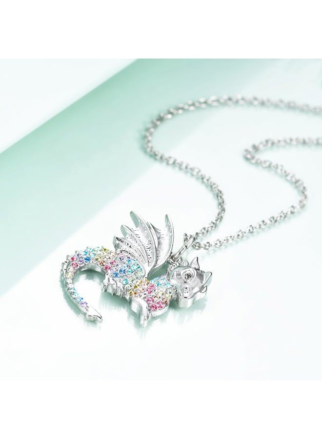 luomart Dragon Necklace Gifts for Girls,Women Dinosaur T-Rex Animal Pendant Jewelry, Rhinestone, Rhinestone - Image 4
