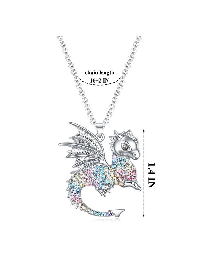 luomart Dragon Necklace Gifts for Girls,Women Dinosaur T-Rex Animal Pendant Jewelry, Rhinestone, Rhinestone - Image 3