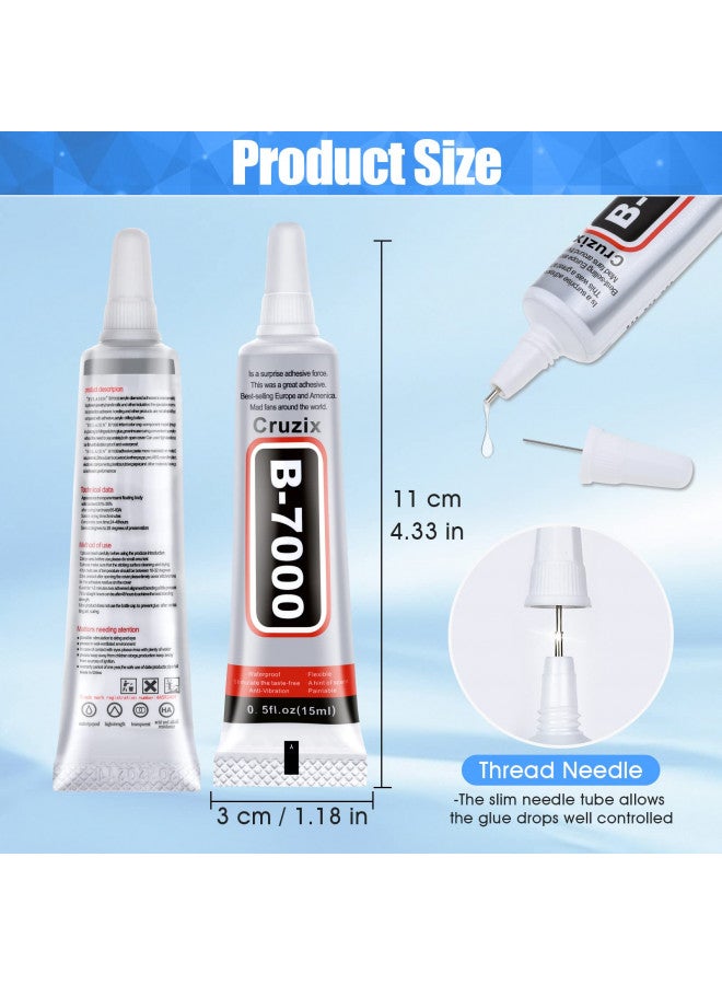 Cruzix غراء B-7000 شفاف للحرف اللامعة، والمجوهرات، ولصق الخرز B7000 لاصق شبه سائل عالي اللزوجة للملابس والأحذية والأقمشة وإصلاح شاشات الهواتف المحمولة والفنون المعدنية والحجر والزجاج (4x15 مل/0.5 أونصة) - Image 2