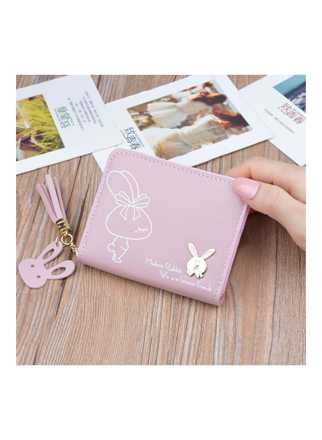 NIBEMINENT Zipper Wallet With Rabbit Tassel Pink  - Image 1