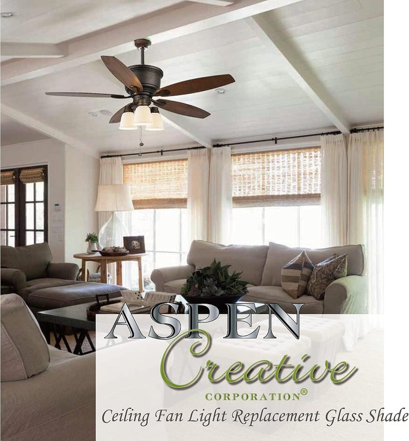 Aspen Creative 23136-4A Transitional Frosted Ceiling Fan Shade, 2-1/8" Fitter, 4-3/4" Diameter x 5-3/8" Height, 4 Pack Replacement Glass - Image 5