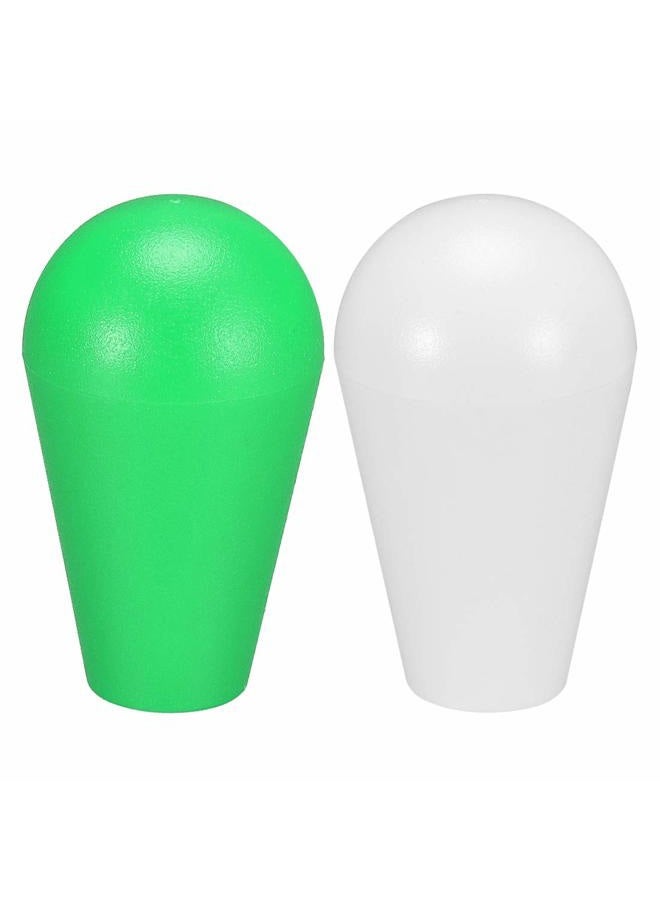 uxcell Ellipse Oval Joystick Head Rocker Ball Top Handle Arcade Game DIY Parts Replacement White Green 2Pcs - Image 1