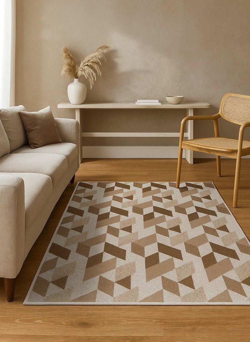 لوفت سانفورد، سجادات غرفة المعيشة على الطراز الحديث، سجادات أرضية ناعمة، سجادات، وسائد أريكة غير قابلة للانزلاق، سجادات غرفة المعيشة القابلة للغسل، مقاس 120 × 170 سم، بيج/بني-6-NQ2-J - Image 1