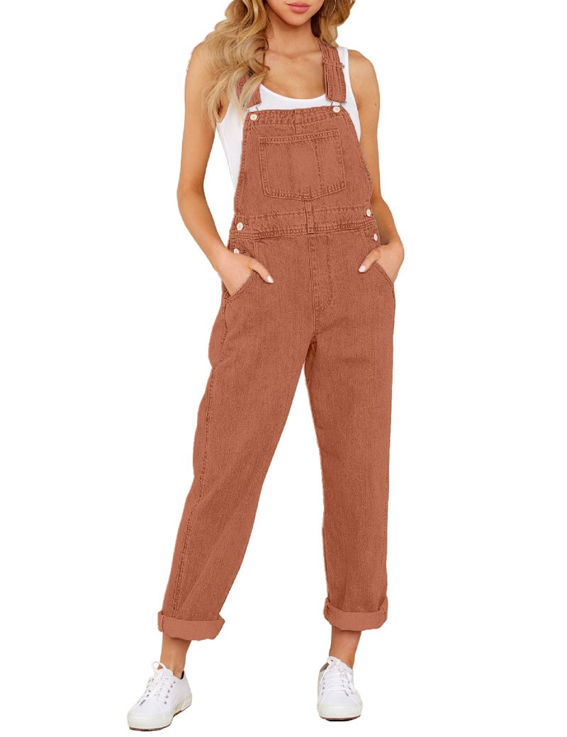 GRAPENT Boho Overalls for Women Work Overalls for Women Women's Overalls Womens Bib Overalls Denim Baggy Womens Overalls Jean Jumpsuit Color Brick Red Size Medium Size 8 Size 10 (GP-PAGHOGG_17-M) - Image 1