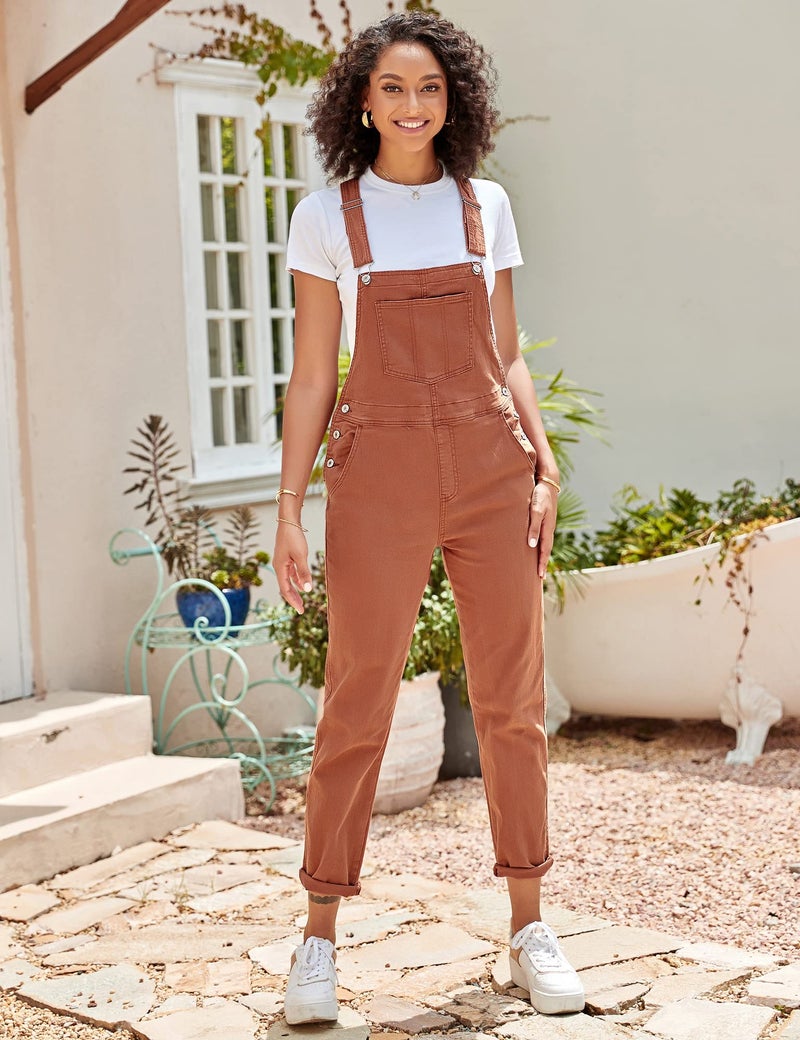 GRAPENT Boho Overalls for Women Work Overalls for Women Women's Overalls Womens Bib Overalls Denim Baggy Womens Overalls Jean Jumpsuit Color Brick Red Size Medium Size 8 Size 10 (GP-PAGHOGG_17-M) - Image 3