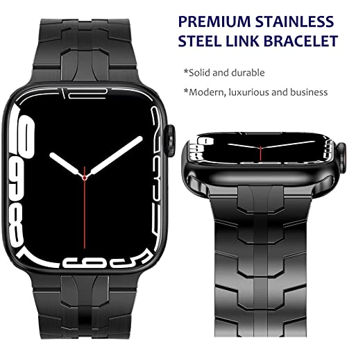 WINGLE Metal Band for Apple Watch Band 38mm 40mm 41mm 42mm Series 11 10, SE 3/2/1, Series 9 8 7 6 5 4 3 2 1 Men Women, Rugged Stainless Steel Casual Business Bands iWatch Strap Folding Clasp, Black - Image 2