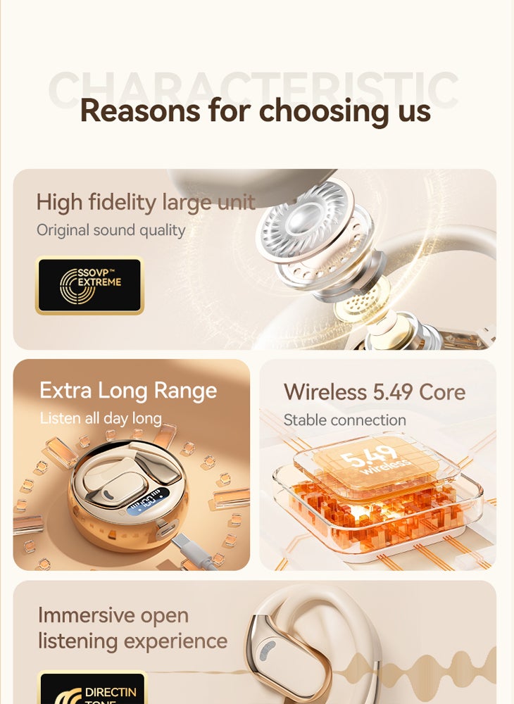 تشوميل سماعة رأس بلوتوث لاسلكية مفتوحة، سماعة أذن مثبتة على الأذن 5.4 لتشغيل الألعاب الرياضية - Image 5