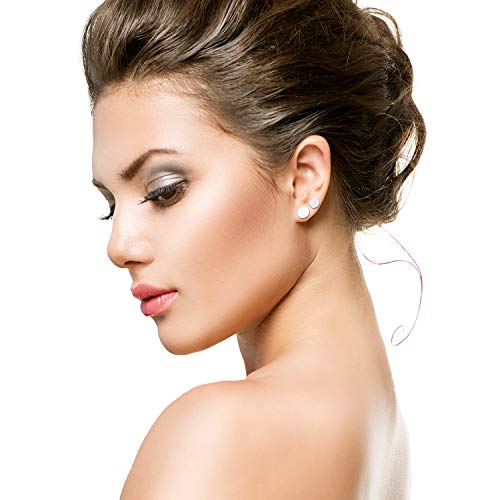Cupimatch 4 Pairs Unisex 6-12MM Stainless Steel Stud Earrings Set,Cupimatch Ear Piercing Plugs Faux Gauges Illusion Tunnel Screw Earrings for Halloween, White (4 Pairs)… - Image 4