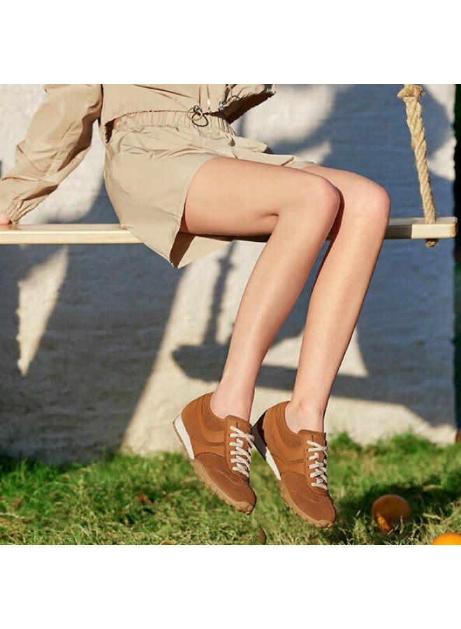 Bata Caramel Dextrin Shoes Agan Shoes Women Spring Cowhide Thick-soled Casual Sports Shoes Vrv27am5 Deep Brown 38 - Image 1