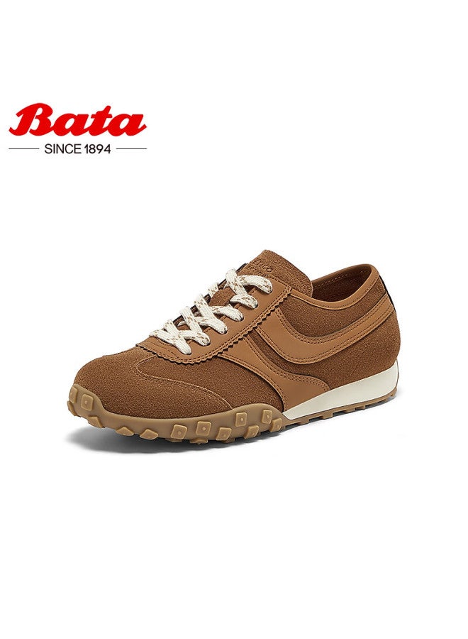 Bata Caramel Dextrin Shoes Agan Shoes Women Spring Cowhide Thick-soled Casual Sports Shoes Vrv27am5 Deep Brown 38 - Image 2