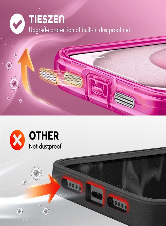 TIESZEN for iPhone 15 Plus Case, Compatible with MagSafe, Built-in Privacy Screen Protector and Camera Protection, Anti Spy Full Body Dustproof Shockproof Hard Phone Case 6.7", Bright Pink - Image 4