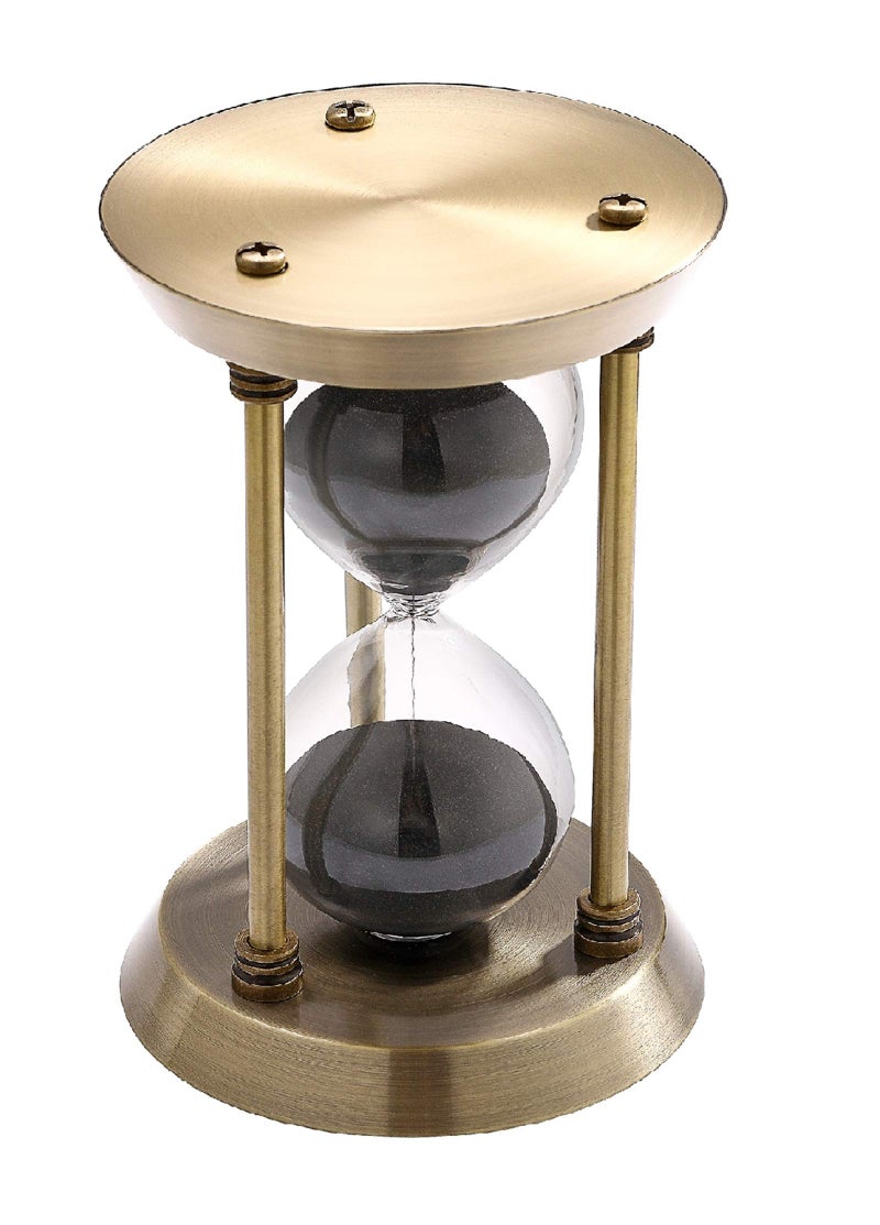 SuLiao SuLiao 2 Minute Sand Timer Hourglass Antique Metal Black Sand Clock Antiguo Reloj De Arena 2 Minuto Brass Sand Watch 2 Min Small Unique Hour Glass Sandglass for Toothbrush Office Desk Decorative